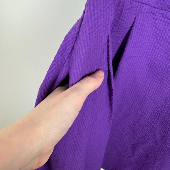 NWT Lauren James Livingston Purple Dress Sz XS TCU Seersucker Preppy Back Bow - Picture 4 of 13